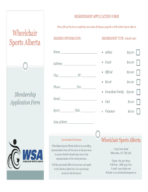 Fillable Online Wheelchair Sports Alberta (WSA) is the Provincial ...