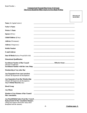 Fillable Online Data form of Advocates Fax Email Print - pdfFiller