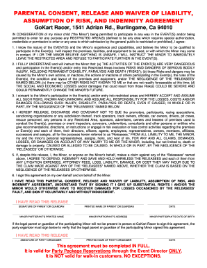 Fillable Online Minor Liability Form for Reservationsdoc Fax Email ...