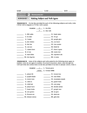 NAME CLASS DATE Handbook 2 Agreement Making Subject and