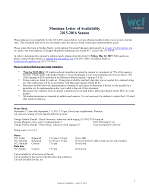 Occ ots - Musician Letter of Availability 2015-2016 Season - wcfsymphony