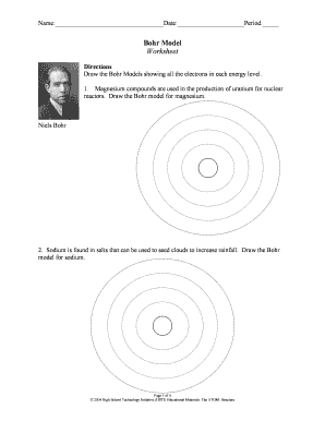 Bohr Model Worksheet Fill Online Printable Fillable Blank