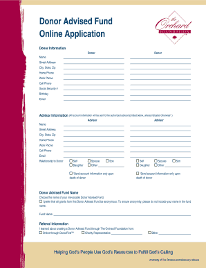 Donor Advised Fund Online Application