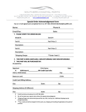 order acknowledgement form