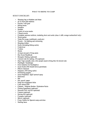 Fillable Online SCOUT CHECKLIST: Fax Email Print - pdfFiller