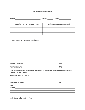 Employee transition plan checklist excel - Schedule Change Form Name: Grade: Date: Class(es) you are requesting to drop: Class(es) you are requesting to add: Please explain why you need this change: Student Signature: Date: Parent Signature: Date: Return your completed form to your