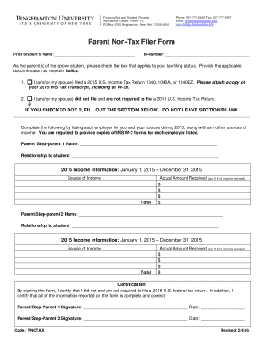 Parent Non-bTaxb Filer bFormb