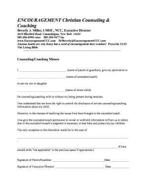 Consent letter format - Counseling/Coaching Minors Consent Form - encouragementccc.com