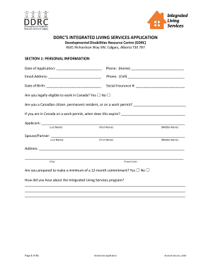 DDRC Integrated Living Services Application