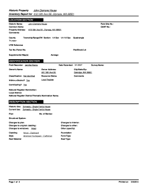 Fire loss checklist - Historic Property John Clemons House Inventory Report for - trpcmaps