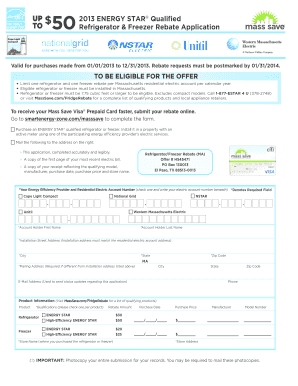 Fillable Online Mass Save Refrigerator and Freezer Rebate - Advantage ...
