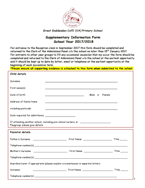 Supplementary Information Form School Year 20172018 - greatgaddesden herts sch