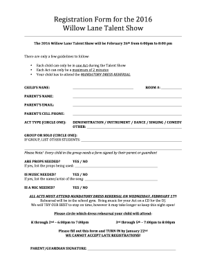 WLES Talent Show Registration Form - bwillowlaneptobborgb