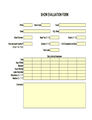 SHOW EVALUATION FORM - bLeafFilterb