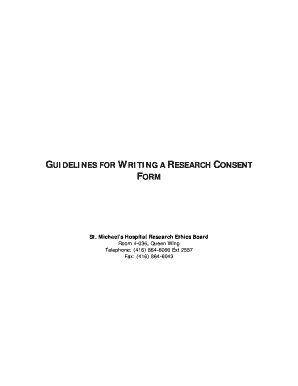 Research Ethics Board - Guidelines for writing a research consent form - stmichaelshospitalresearch