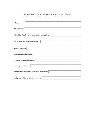 Casual Leave Application Blank Fillable Template Fill Out Print Casual Leave Application Blank Fillable Template Fill Out Print