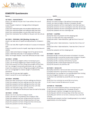 OSWESTRY Questionnaire - Waukee Wellness amp Chiropractic