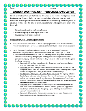 Current Event Project Persuasive Civic Letter