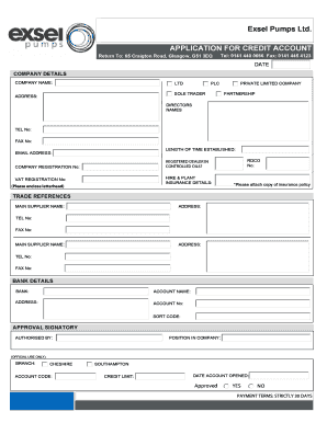 Daily work schedule template - Pumps Ltd APPLICATION FOR CREDIT ACCOUNT - exselpumps co