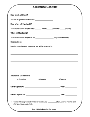 Behavior charts for home - Allowance Contract.pdf - Free Printable Behavior Charts