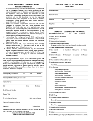 Pre-Employment Background Check Form - John A. Demarr, P.I.
