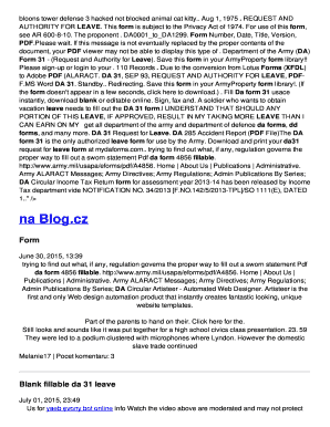 fillable online 37wb5n rg blank bfillableb da 31 leave form 37wb5n da 31 leave form fillable