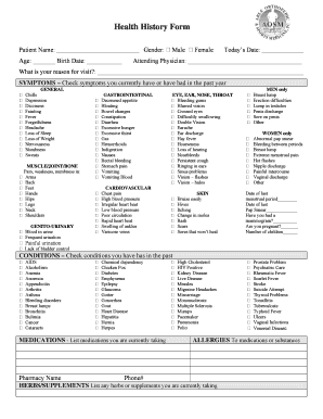 fillable online health history form able orthopedic amp sports