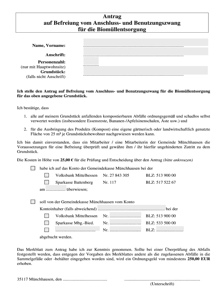 Befreiung Von Kitagebühren Kinderzuschlagbezieher Fillable Online gemeinde-muenchhausen Antrag auf Befreiung vom