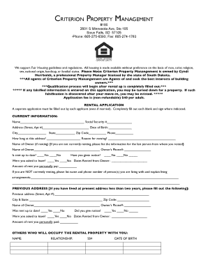 CRITERION PROPERTY MANAGEMENT #185 2601 S Minnesota Ave, Ste 105 Sioux Falls, SD 57105 Phone: 6052756393