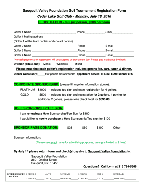 Sauquoit Valley Foundation Golf Tournament Registration Form - sauquoitvalleyfoundation