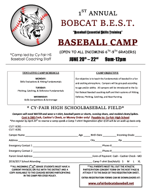 BBBBaseball EEEEssential SSSSkills TTTTraining BASEBALL CAMP - cyfairbobcatsbaseball