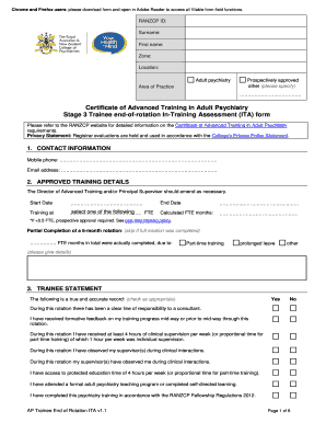 Trainee end-of-rotation ITA bformb - ranzcp
