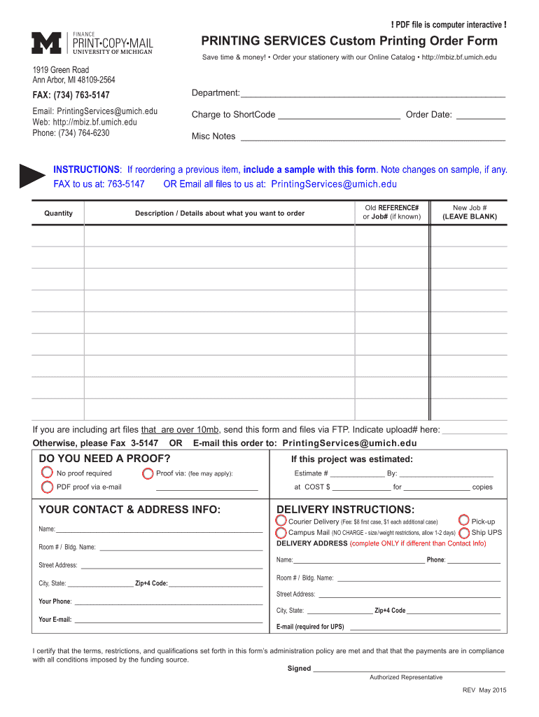 Fillable online printing services custom printing order bformb print