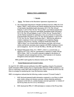 Fillable Online hhs Resolution Agreement and Corrective Action Plan ...