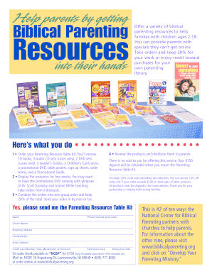 Download the flier describing the Parenting Resource Table Kit (pdf) - biblicalparenting