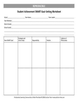 Smart goals template word - Student Achievement SMART GoalSetting Worksheet