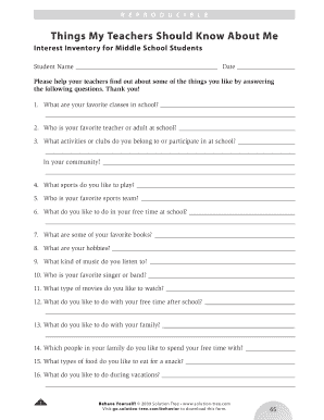 photo about Interest Inventory for Middle School Students Printable identify Centre Faculty Pupil Focus Stock Sheet PDF 