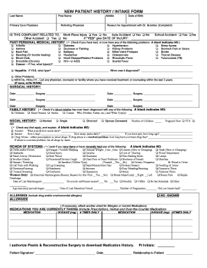 New Patient History Intake Form