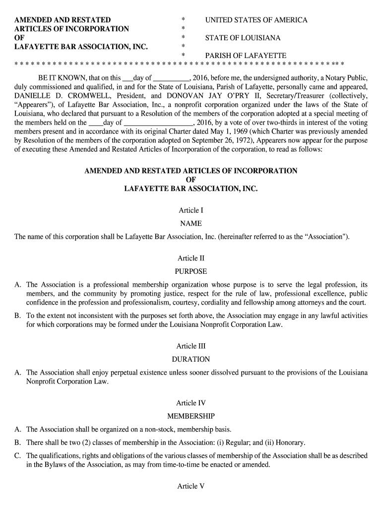 articles of incorporation sample Preview on Page 1.