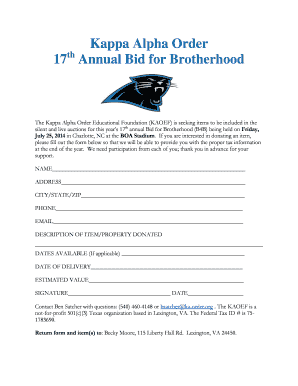 Fillable Online kaoef A printable version of the donation form Fax ...