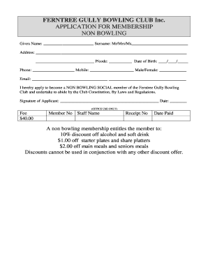 NON BOWLING MEMBERSHIP APPLICATION - bftgbowlsbbcombau