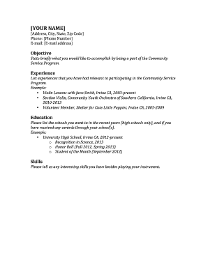 Sample resume - Community Youth Orchestra of Southern California - cyosc