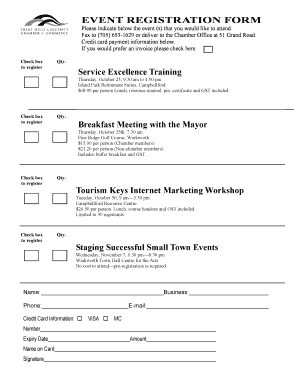 EVENT REGISTRATION FORM - Trent Hills and District Chamber - trenthillschamber