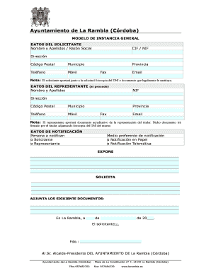 MODELO DE INSTANCIA GENERAL - Ayuntamiento de La Rambla