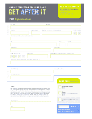 2010 Registration Form - Carrie Tollefson