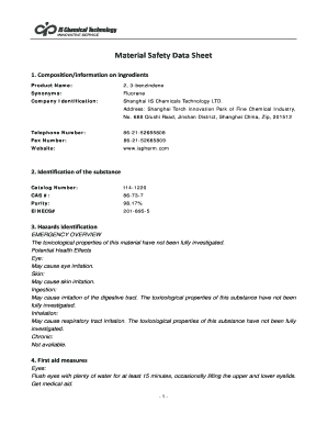 Buisness synonym - Composition/informationoningredients Product Name: 2, 3benzindene Synonyms: Fluorene Company Identification: Shanghai IS Chemicals Technology LTD