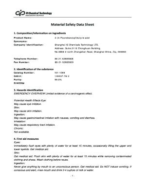 Composition/informationoningredients Product Name: 4(4Fluorobenzoyl)butyric acid Synonyms: Company Identification: Shanghai IS Chemicals Technology LTD