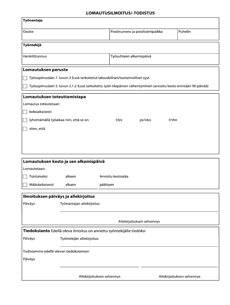 Lomautustodistus Fill Out Sign Online DocHub Lomautustodistus Fill Out Sign Online DocHub