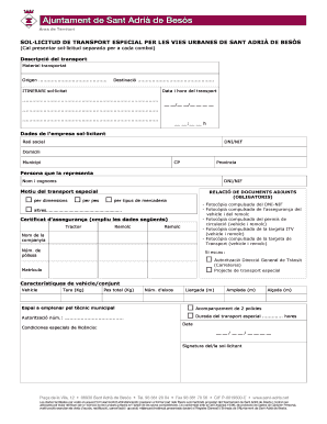 Requesting a service letter - Sol licitud de transport especial per les vies urbanes de sant adri ... - seu sant-adria