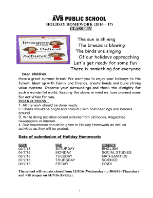 rao balram public school holiday homework